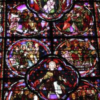 Bourges, Cathédrale Saint-Étienne - Interior, chevet, outer ambulatory, window, detail
