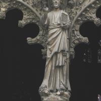 Bourges, Cathédrale Saint-Étienne - Exterior, western frontispiece, Christ in trumean (restored)
