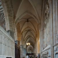 Exeter Cathedral - Interior, north ambulatory aisle looking west