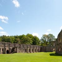 Fountains Abbey - Exterior, west elevation of cellarium and infirmary 