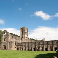 Fountains Abbey - Exterior, western frontispiece and cellarium 