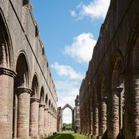 Fountains Abbey - Interior, nave looking east 