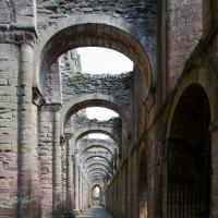 Fountains Abbey - Interior, south aisle looking east