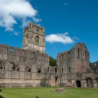 Fountains Abbey - Exterior, cloister looking northeast 