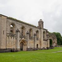 Glastonbury Abbey - Exterior, west chapel, southwest corner elevation 