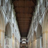 Saint Albans Cathedral - Interior, nave looking east 