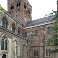 Saint Albans Cathedral - Exterior, north transept and lantern tower, northeast elevation