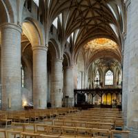 Tewkesbury Abbey - Interior, nave looking northeast 