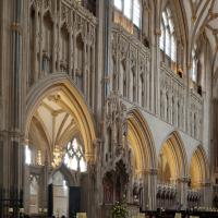 Wells Cathedral - Interior, chevet looking southwest 