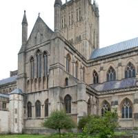 Wells Cathedral - Exterior, south transept, southeast corner elevation 