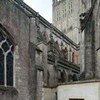 Wells Cathedral - Exterior, juncture of chevet and chapter house