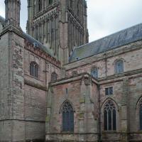 Worcester Cathedral - Exterior, north transept, northwest corner elevation 