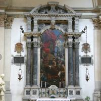 San Pietro di Castello - view of side altar with painting “Martyrdom of St. John the Evangelist” by Padovanino