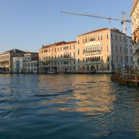 Grand Canal - view looking southwest along the Grand Canal, with the Ca' Foscari and the Palazzo Giustinian at center