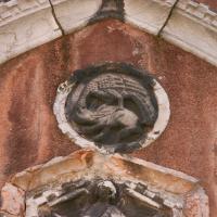 Central Venice - detail: medieval sculptural detail on building, Central Venice (Rialto or San Polo)