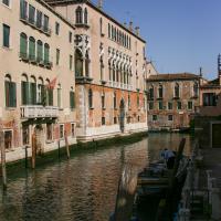 Central Venice - detail: building along canal in Central Venice (Rialto or San Polo)