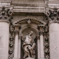 Santa Maria della Salute - detail: sculpture of St. Mark, facade