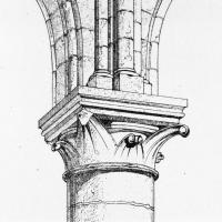 Église Saint-Vaast d'Angicourt - Drawing of nave column capital