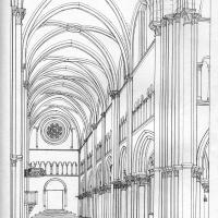 Église Saint-Pierre de Bar-sur-Aube - Perspective drawing of choir looking west