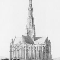 Cathédrale Saint-Pierre de Beauvais - State in 1569 with crossing tower (From Desjardins, Histoire, frontispiece.)