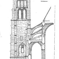 Église Notre-Dame de Chambly - Transverse section and tower elevation