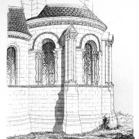 Abbaye de Chelles - Perspective drawing, exterior, east chevet