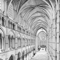 Cathédrale Notre-Dame de Laon - Drawing of nave looking east from gallery level