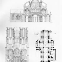Cathédrale Notre-Dame de Laon - Sections and floorplan of Notre-Dame de Laon