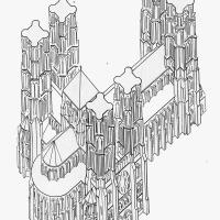 Cathédrale Notre-Dame de Laon - Perspective drawing of reconstruction without spires