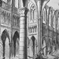 Église Notre-Dame de Longpont - Drawing of the abbey during the destruction,  by Pierre Lélu