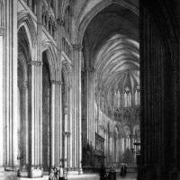 Cathédrale Saint-Étienne de Meaux - Drawing of interior nave by C. Fichot published in Monuments de Seine-de-Marne by A. Aufauvre and C. Fichot (1858)