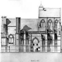 Collégiale de Mont-Notre-Dame - Drawing, longitudinal elevation