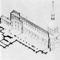 Église Saint-Pierre-Saint-Paul de Montier-en-Der - Drawing, longitudinal perspective floorplan and elevation