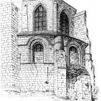 Église Saint-Denis de Morienval - Drawing of the east end from 1853