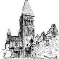 Église Saint-Denis de Morienval - Drawing of the western frontispiece from 1853