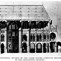 Cathédrale Notre-Dame de Noyon - Longitudinal section of the choir before complete restoration in the 19th century.