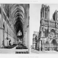 Cathédrale Notre-Dame de Reims - Interior nave looking east and exterior west façade