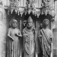 Cathédrale Notre-Dame de Reims - Exterior, north yransept Calixtus Portal, Right Jamb (Saint Remigius Between an Angel and Other Figure)