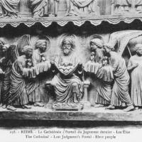 Cathédrale Notre-Dame de Reims - North Transept Left Portal (Last Judgment) Tympanum, Detail, Angels Bearing Souls to Abraham