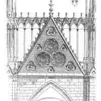 Église Saint-Nicaise de Reims - Drawing, western frontispiece, detail of main gable