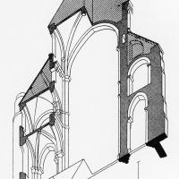 Abbaye Saint-Germer-de-Fly - Section of choir, showing original quadrant arches under tribune roof, ca. 1160-1175