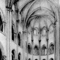 Cathédrale Notre-Dame de Senlis - Perspective drawing reconstruction of nave in the 12th century