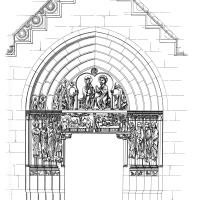 Cathédrale Notre-Dame de Senlis - Drawing of western frontispiece, central portal