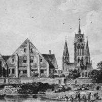 Église Notre-Dame de Soissons - Drawing, view of abbey from east, 1790