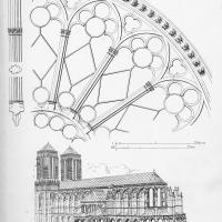 Cathédrale Saint-Gervais-Saint-Protais de Soissons - Axonometric drawing of church and details of the rose window