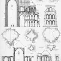Cathédrale Saint-Gervais-Saint-Protais de Soissons - Elevations and sections of the crossing into the south transept