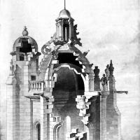 Église Saint-Laurent de Beaumont-sur-Oise - Drawing of the high part of the tower, from Monuments historique, H. Nodet (1896).
