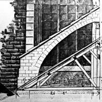 Cathédrale Saint-Étienne de Sens - Drawing of a flying buttress on the north side of the nave, by Goust (1809)