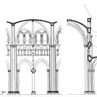 Cathédrale Saint-Étienne de Sens - Elevation and section showing the clerestory and high vault in their original state