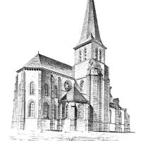 Église Notre-Dame-de-la-Nativité de Villeneuve-le-Comte - Drawing, exterior, perspective view from the northeast